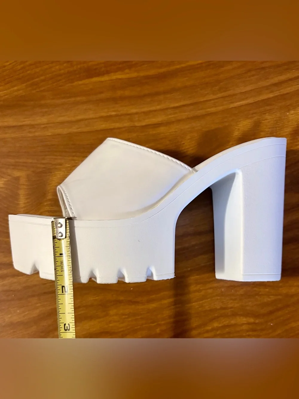 White Platform Block Heel Slide Sandals